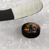 Black Cat Time Clock Ice Hockey Puck view 2