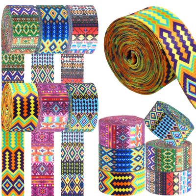 Grosun 6 Rolls 1.5 inch Folk Nylon Webbing Belt Webbing Straps Purse Straps Backpack Straps Nylon Belt in Thermal Transfer Patterns for Seatbelt, Bags, Backpacks, Handles, Luggage, Slings