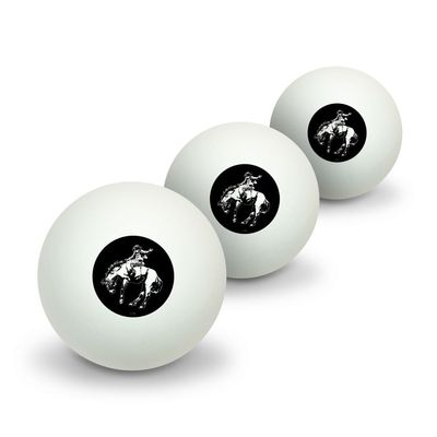 Bucking Bronco Illustration Novelty Table Tennis Ping Pong Ball 3 Pack