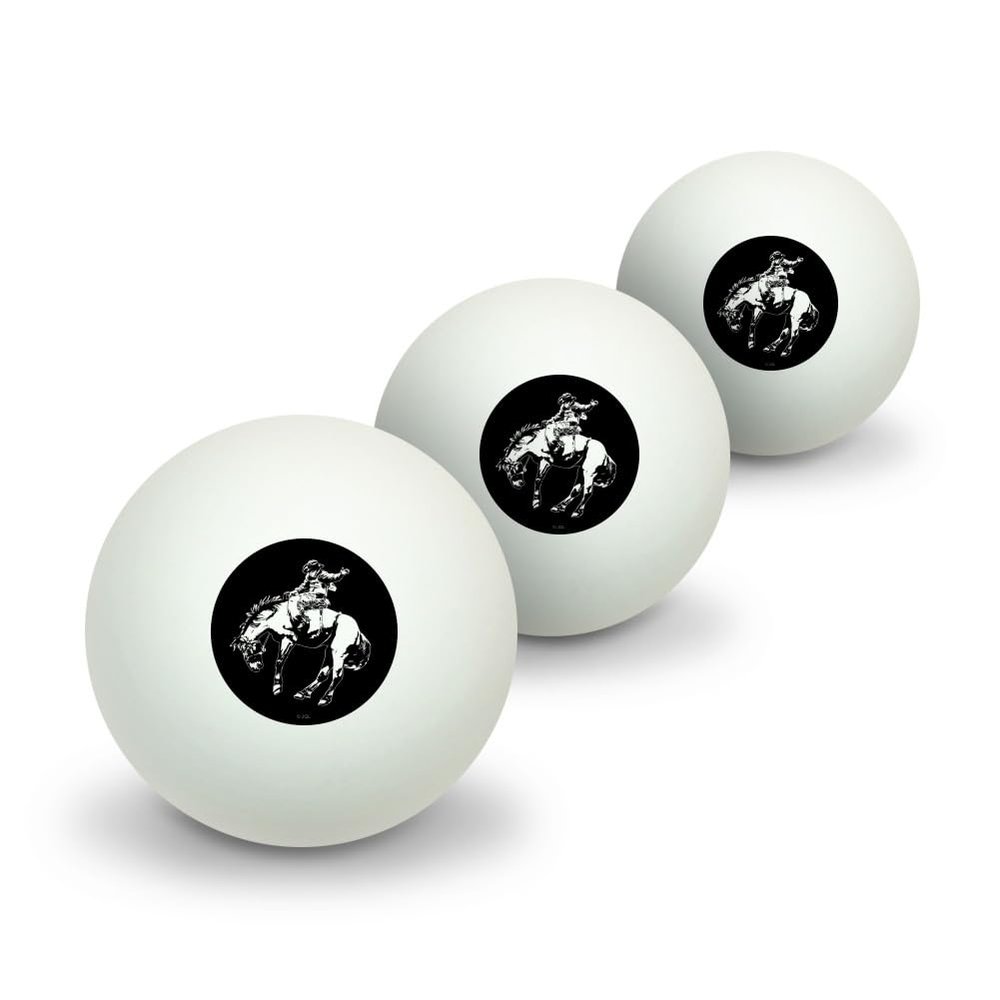 Bucking Bronco Illustration Novelty Table Tennis Ping Pong Ball 3 Pack