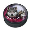 Grey Wolves and Moon Ice Hockey Puck view 1