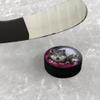 Grey Wolves and Moon Ice Hockey Puck view 2
