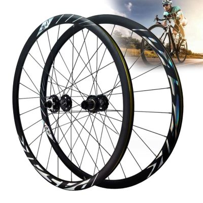 ZECHAO Bike 700C Disc Brake Road Wheels,Double Wall Aluminum Alloy Thru-Axle Rims Front 2 Rear 4 Bearings 8-12 Speeds for 23-45C Tires (Color : Black, Size : 700c)
