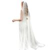 chrumeshi Long Wedding Bride Veil Pearl Cathedral Length Veils For Women With Comb (118inch, white) view 1