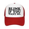 Blink If You Want Me Baseball Hats for Men Women Adjustable Trucker Hat Red view 1