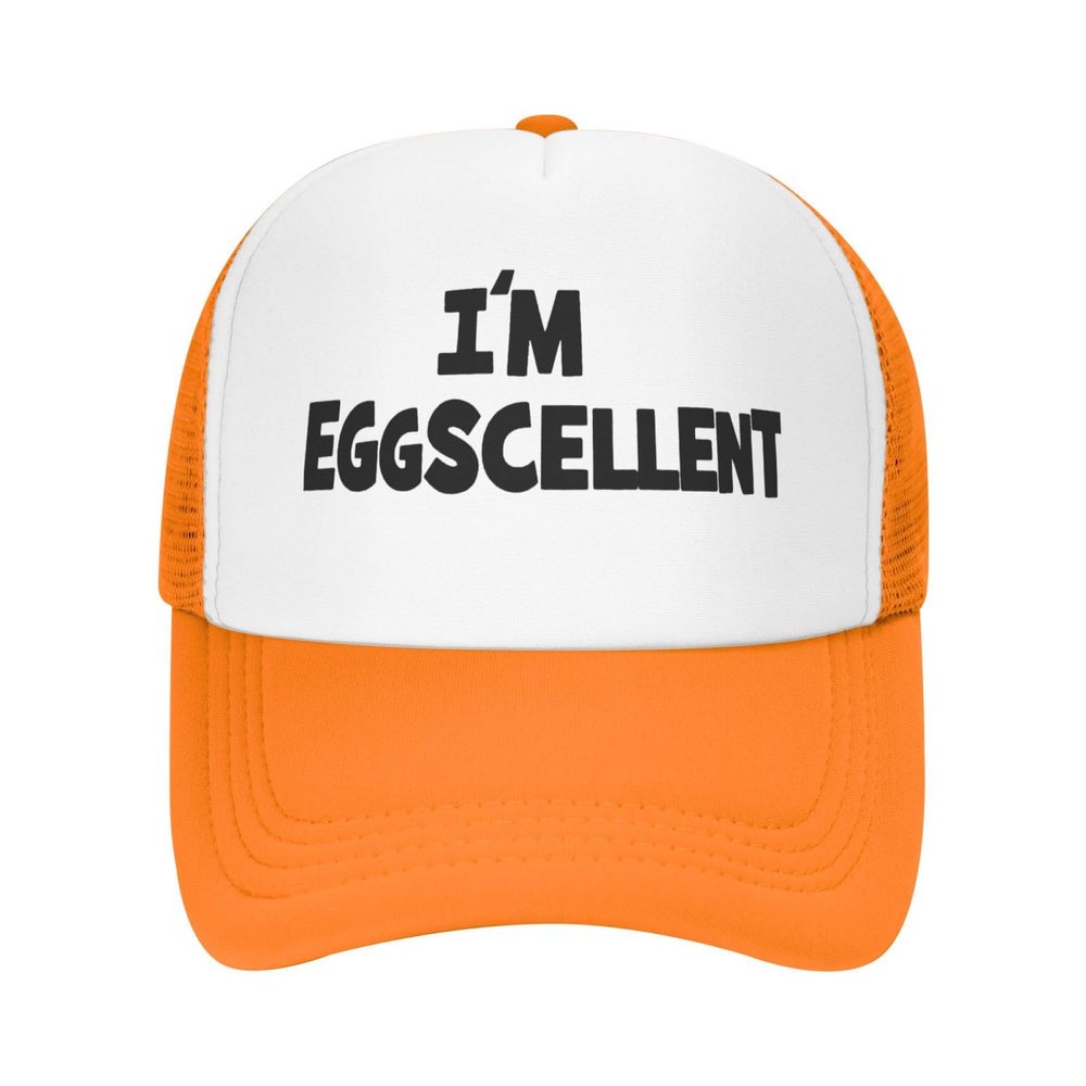 I'm Eggscellent Baseball Hats for Men Women Adjustable Trucker Hat Orange
