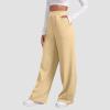 Baggy Wide Leg Sweatpants Womens High Waist Fleece Joggers with Pockets Lounge Pants Casual Comfy Drawstring Sweat Pants Fleece Lined Sweatpants Women Y2k Clothes Fleece Joggers Pants view 2