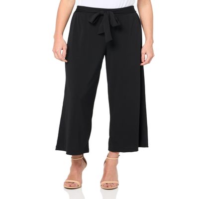 Adrianna Papell Women's Knit Waist Tie Pull On Pant, Black, L