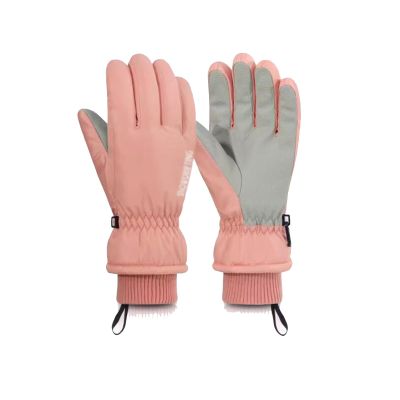 1 Pair of Couple Ski Gloves Men and Women Winter Riding Padded Thickened Cotton Warm Waterproof Gloves