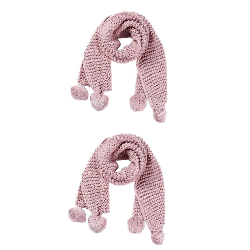 Didiseaon 2pcs Baby's Winter Essential Soft Chenille Scarf Kids Warmth Fuzzy Balls