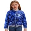 JEYPINMI Kids Girls Sparkly Sequin Baseball Jacket Long Sleeve Zip Up Bomber Jacket Hip Hop Dancing Party Tops Royal Blue 6 Years view 1