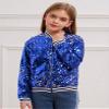 JEYPINMI Kids Girls Sparkly Sequin Baseball Jacket Long Sleeve Zip Up Bomber Jacket Hip Hop Dancing Party Tops Royal Blue 6 Years view 3