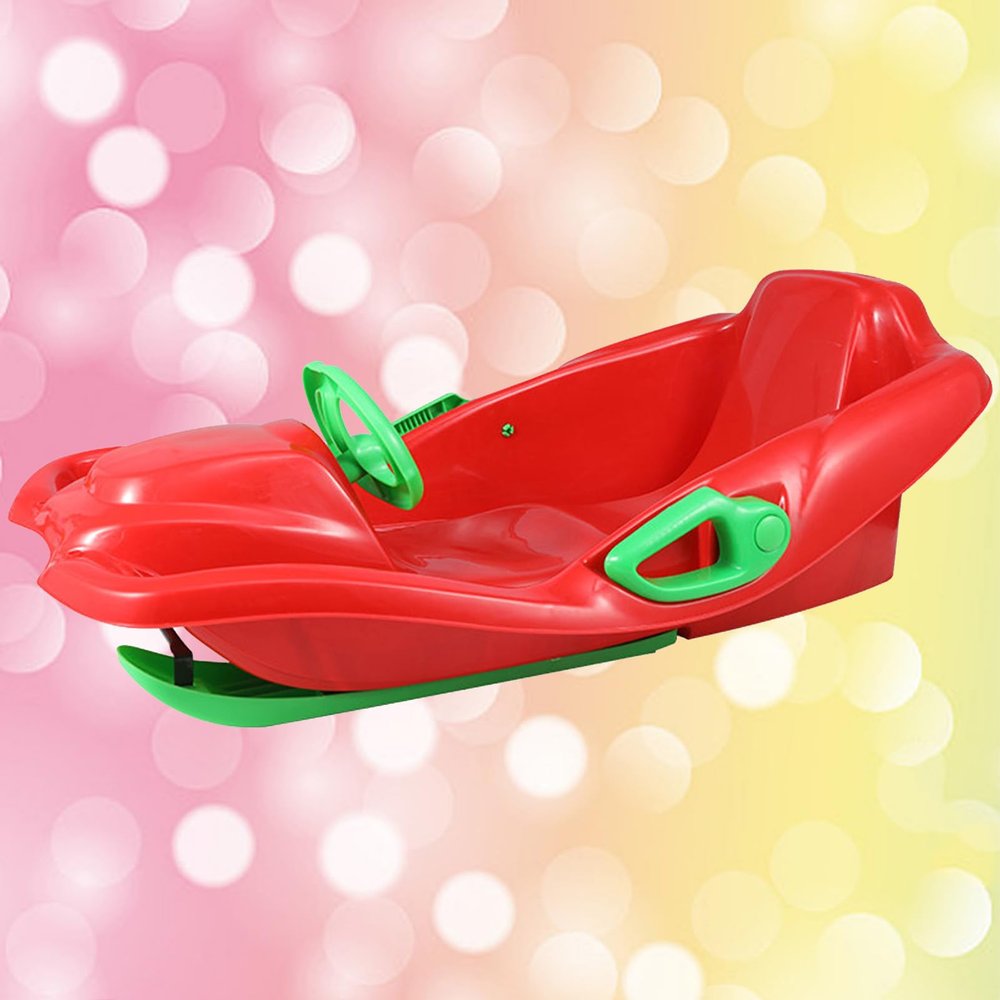 Children's Sledge, Thickened Double Sledge, Multi-Coloured Sledges, Snow Sledge with Backrest, Plastic Sledge