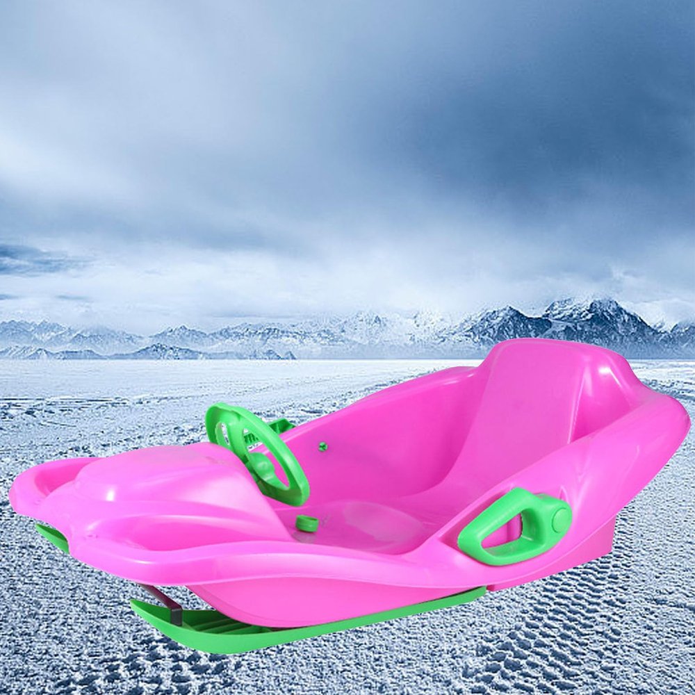 Children's Sledge, Thickened Double Sledge, Multi-Coloured Sledges, Snow Sledge with Backrest, Plastic Sledge