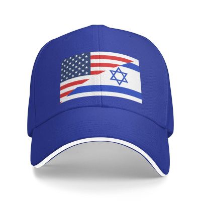 America Flag and Israel Flags Classic Baseball Caps,Adjustable Sandwich Cap, Blue Casquette Hats Outdoor Trucker Dad Hat