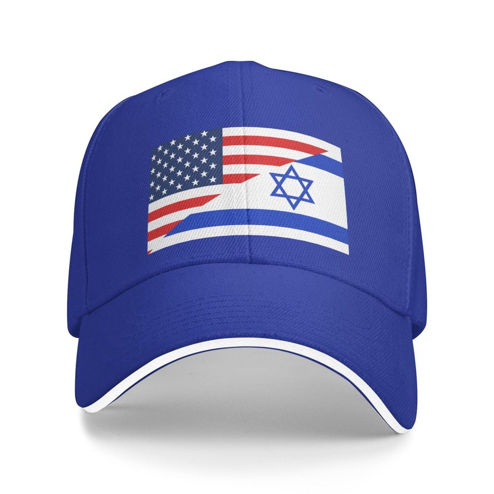 America Flag and Israel Flags Classic Baseball Caps,Adjustable Sandwich Cap, Blue Casquette Hats Outdoor Trucker Dad Hat