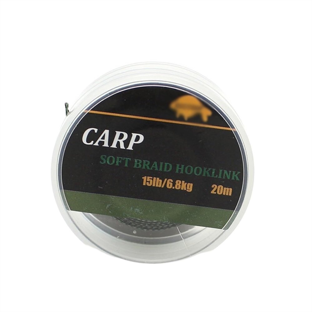 EARSHOT Fishing Line 20M Carp Fishing Line Strands Braided Carp Hooklink Green Soft Hook Link Line 15/25/35LB Carp Rig Wire for Fishing Tackle Fishing Braided Line (Color : A, Size : 1PC-20M-20LB)