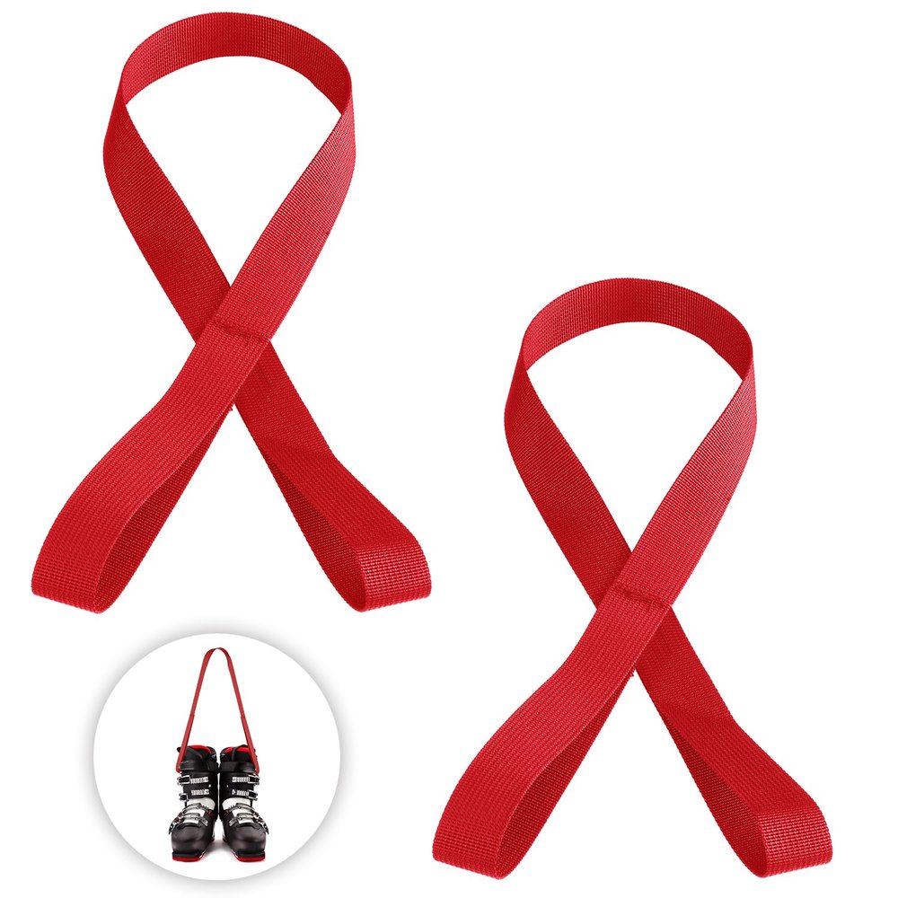 PEUTIER 2pcs Ski Boot Carrier Strap, Adjustable Ski Carrier Straps Ski Shoulder Strap for Carrying Skiing Accessories for Adults Teens Skiing Winter Outdoor Activities (Red)