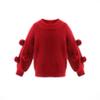 Yeahdor Little Kids Girls Knitted Pullover Sweater Fuzzy Pom Pom Knitwear Lantern Sleeve Jumper Tops Red 3-4 Years view 1