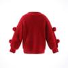 Yeahdor Little Kids Girls Knitted Pullover Sweater Fuzzy Pom Pom Knitwear Lantern Sleeve Jumper Tops Red 3-4 Years view 2