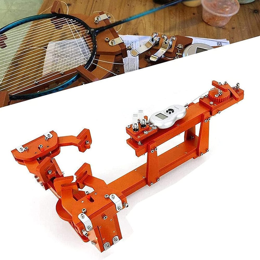 RESKIU Badminton Racket String Machine, Winch Type Badminton String Machine, 6-Point Fixed 60lb Badminton String Machine/Digital Display, Squash, Tennis or Badminton Rackets