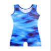 HOZIY girls gymnastics leotards with shorts kids tumbling outfits biketards blue tie dye size 6-7 years old dance clothes unitard view 2