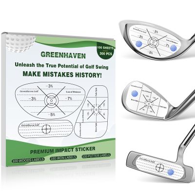 GreenHaven 300 Pcs Golf Impact Tape Labels Golf Club Impact Stickers for Woods Irons Putters Self-Teaching Sweet Spot and Analysis Golf Training Aids for Swing Practice (Only For Right-Handed Golfers)