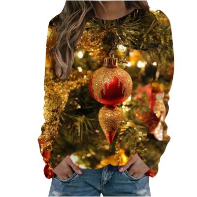 2024 Womens Ugly Christmas Sweaters Funny Cute Xmas Tree Reindeer Snowman Tops Long Sleeve Crewneck Sweatshirts
