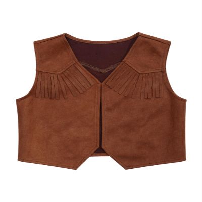 Moggemol Kids Cowboys Cowgirls Wild West Cosplay Fancy Dress-up Waistcoat Suede Tassel Vest Outwear Jacket Type+B 4 Years