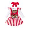 Baby Girl Valentines Day Outfit Bear Heart Overall Skirt Long Sleeve Romper Headband 3Pcs Newborn Dress Girl Gifts (Striped Pink, 12-18 Months) view 1