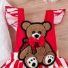 Baby Girl Valentines Day Outfit Bear Heart Overall Skirt Long Sleeve Romper Headband 3Pcs Newborn Dress Girl Gifts (Striped Pink, 12-18 Months) view 4