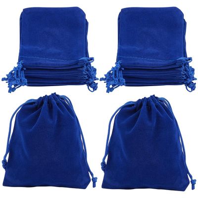 Beebeecraft 20Pcs Velvet Drawstring Pouches 12x10CM Dark Blue Rectangle Jewelry Pouches for Jewelry Earplug and Key Chains