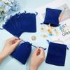 Beebeecraft 20Pcs Velvet Drawstring Pouches 12x10CM Dark Blue Rectangle Jewelry Pouches for Jewelry Earplug and Key Chains view 3