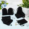 Beebeecraft 25Pcs Velvet Drawstring Bags 7x5CM Black Rectangle Jewelry Pouches for Jewelry Earplug and Key Chains view 4