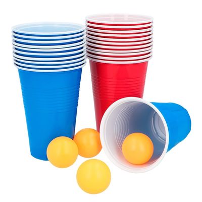 Boland Beer Pong Set, Multicoloured, 22 Cups (11 Red/11 Blue), 4 Balls, Adult, Small (12.5 cm), Unisex, Party/Carnival