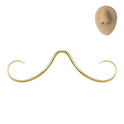 6ixGosh 14G Mustache Septum Ring, 316L Surgical Steel Septum Mustache Nose Ring Piercing Jewelry, Septum Piercing Hanger, Gold