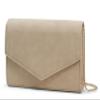 HOXIS Minimalist Evening Envelope Clutch Chain Shoulder Bag Women Faux Leather Suede Purse (Nude) view 1