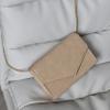 HOXIS Minimalist Evening Envelope Clutch Chain Shoulder Bag Women Faux Leather Suede Purse (Nude) view 4