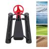 BANLICALI Snow Sled, Modern Metal Snow Racer Sled with Steering Wheel and 18" Length Seat, Free Standing Ski Sled Slider Board Heavy Duty Sled for Skiing, Ice Sand Skating Load 220.5lb (Black+Red) view 2