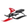 BANLICALI Snow Sled, Modern Metal Snow Racer Sled with Steering Wheel and 18" Length Seat, Free Standing Ski Sled Slider Board Heavy Duty Sled for Skiing, Ice Sand Skating Load 220.5lb (Black+Red) view 3