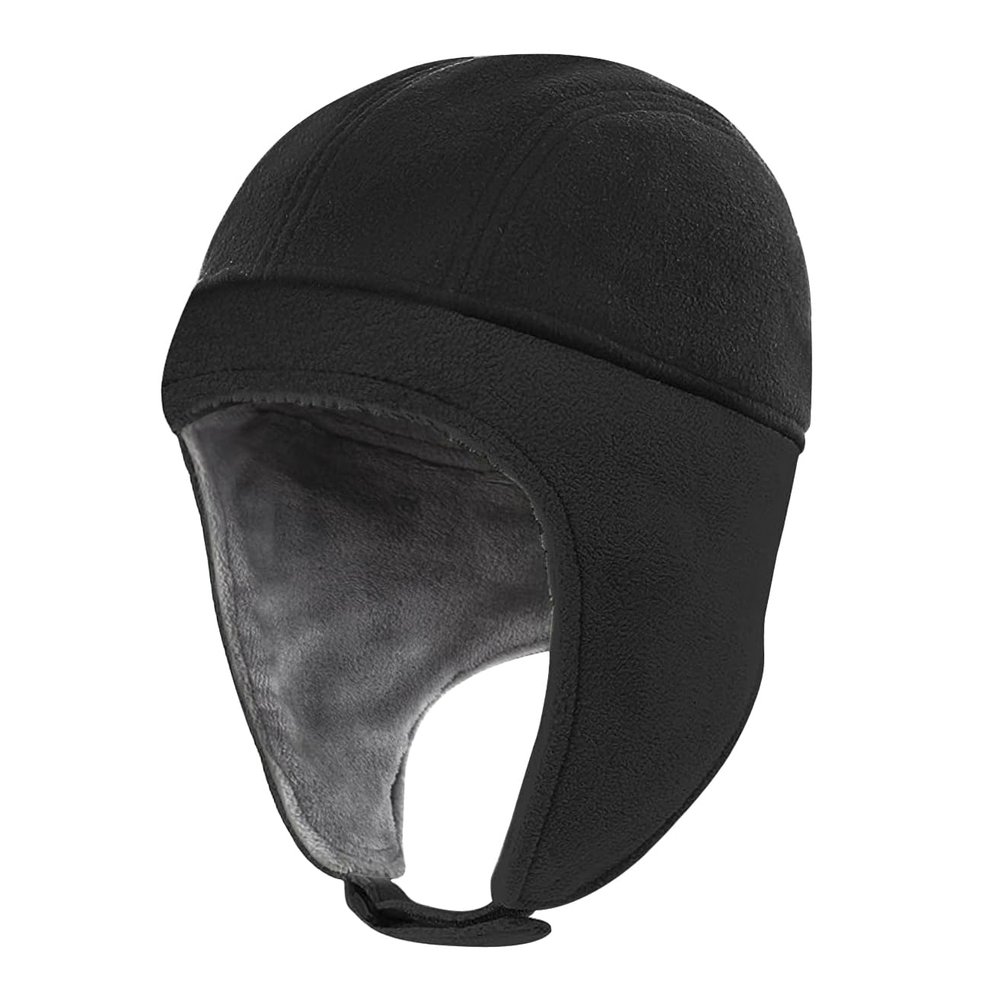 Beisto Motorcycle Helmet Liner Winter Skull Cap Helmet Liner for Men Thermal Bike Helmet Cycling Cap with Ear Flaps Black