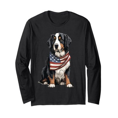 Berner US Flag Bernese Mountain Dog Owner Mom Dad Men Women Long Sleeve T-Shirt