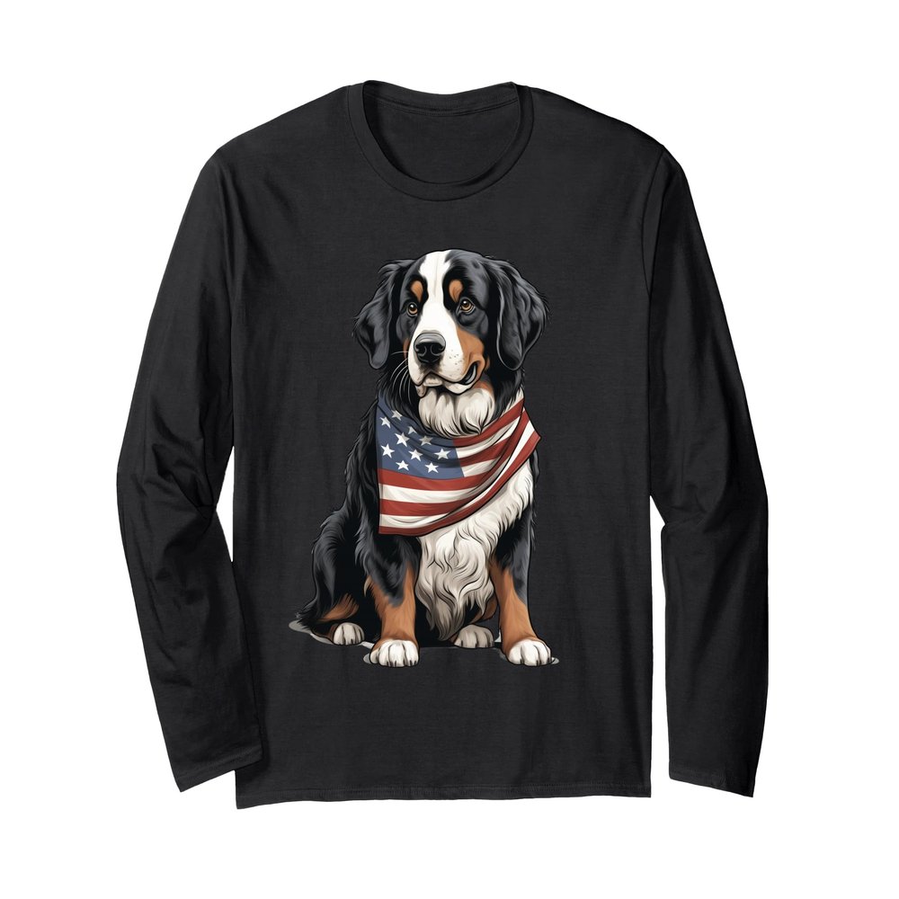 Berner US Flag Bernese Mountain Dog Owner Mom Dad Men Women Long Sleeve T-Shirt