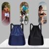 ACUIF Drawstring Backpack for Men and Women Sling Backpack with Mesh Pockets Sports Casual Sackpack Washable Travel Bag for Sports Yoga,Black L view 2