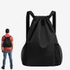 ACUIF Drawstring Backpack for Men and Women Sling Backpack with Mesh Pockets Sports Casual Sackpack Washable Travel Bag for Sports Yoga,Black L view 4