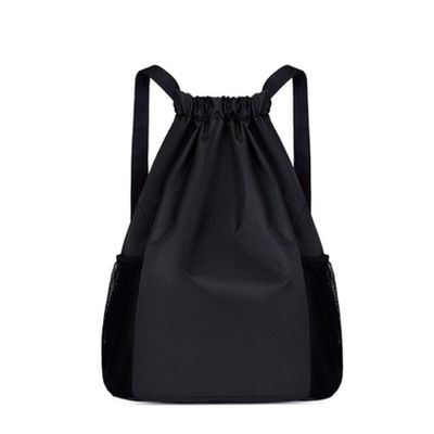 ACUIF Drawstring Backpack for Men and Women Sling Backpack with Mesh Pockets Sports Casual Sackpack Washable Travel Bag for Sports Yoga,Black S