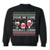 ALLNTRENDS Pour Me Some Holiday Cheer Christmas Drinking Ugly Xmas Sweatshirt (XL, Black) view 1
