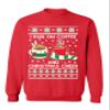 ALLNTRENDS Christmas Coffee Sweatshirt I Run On Coffee and Christmas Cheer Ugly Sweatshirt (XL, Red) view 1