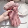 muhm Warm Gloves for Women's Winter Velvet Thickened Suede Autumn and Winter Cold Touch Screen Cycling and Skiing Gloves Terry Gloves - Pink view 1