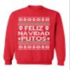 ALLNTRENDS Feliz Navidad Putos Funny Mexican Ugly Christmas Sweatshirt (L, Red) view 1